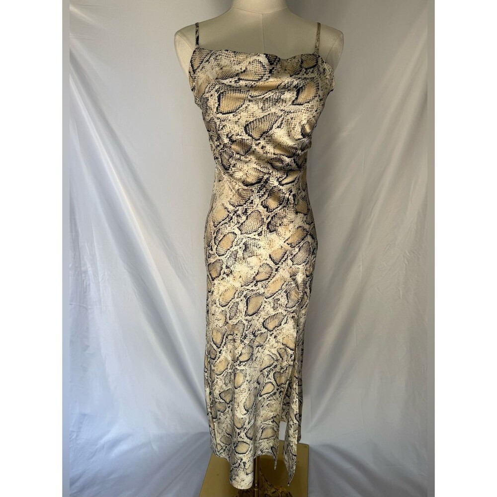 Paper Heart Snakeskin Python Cowl Neck Maxi Slip Dress Side Slit Size XS